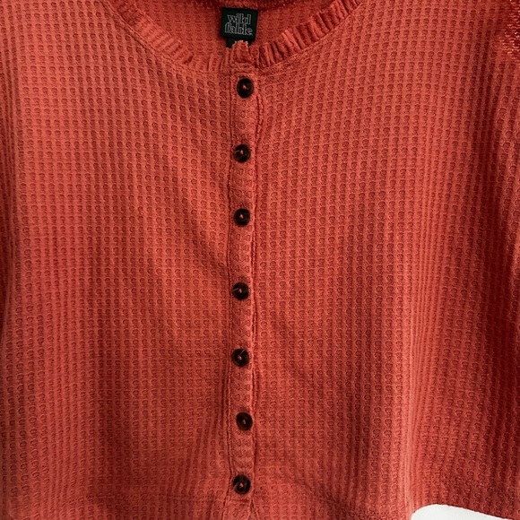 Wild Fable Women’s  XXL. Dusty Rose Waffle Knit Ruffle Hem Button Down Tank Top - Picture 10 of 10